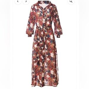 Christine Maxi Shirt Dress, Watercolor Floral